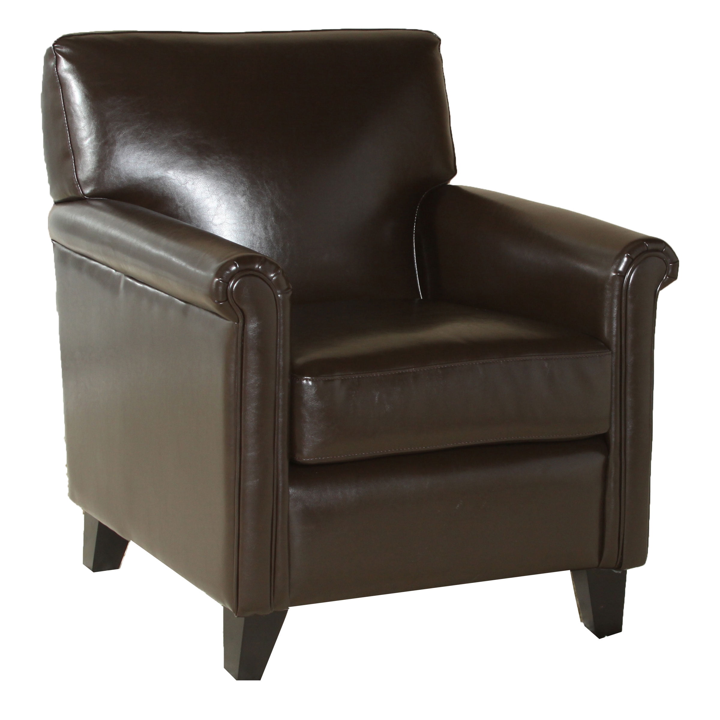 Maklaine Modern / Contemporary Leather Club Chair in Brown Finish