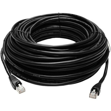 Lorex - 100’ Outdoor Cat6 UL CMR STP Ethernet Cable with UV Treated for Direct Burial Underground - Black