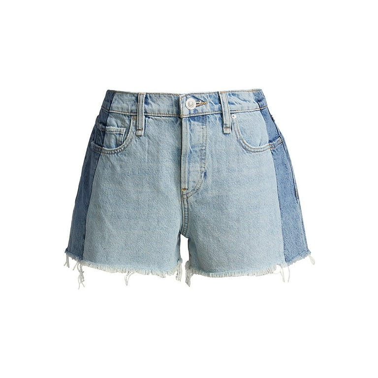 Hudson Jeans Lori Colorblock Cotton Denim Shorts In Bold Blue