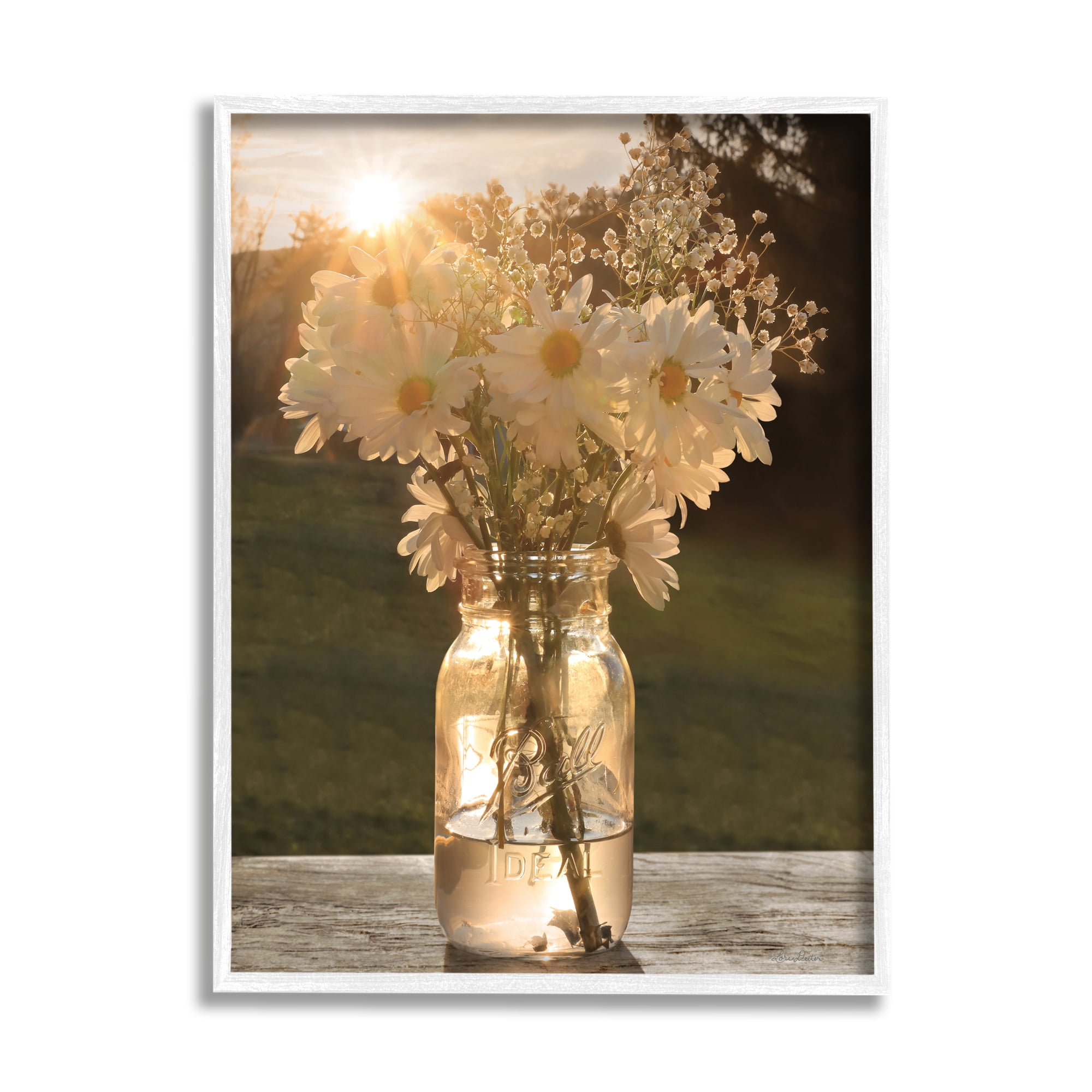 Lori Deiter Warm Meadow Daisies Mason Jar Rural Picnic Flowers 24 in x 30 in Framed Painting Art Print, by Stupell Home Décor