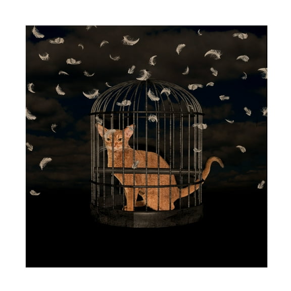 Lori Hutchison 'BirdCaged Cat' Canvas Art
