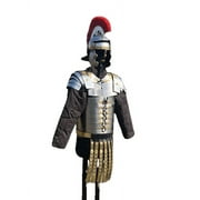 Lorica Segmentata Roman Soldier Body Armor Suit with attached Roman Cingulum Belt and Centurion Helmet