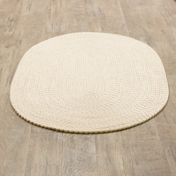 Lorie Country Beige Braided Area Rug 2' x 3' Oval