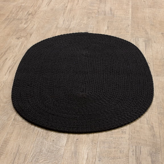 Lorie Country Black Braided Area Rug 2' x 3' Oval