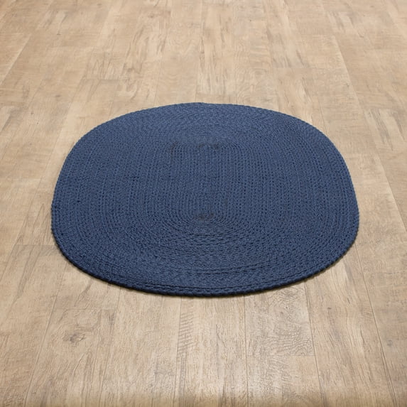 Lorie Country Navy Braided Area Rug 7' x 9' Oval