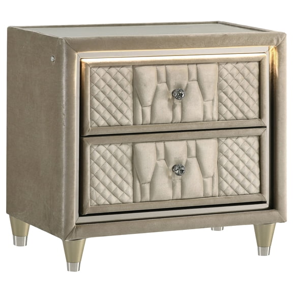 Lorient 2-drawer LED Nightstand with USB Ivory and Camel