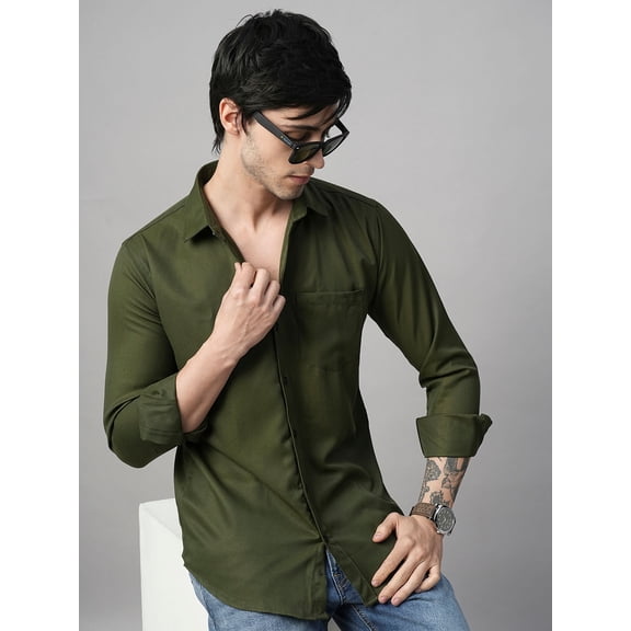 Lorient Green Polyester Shirts for Men