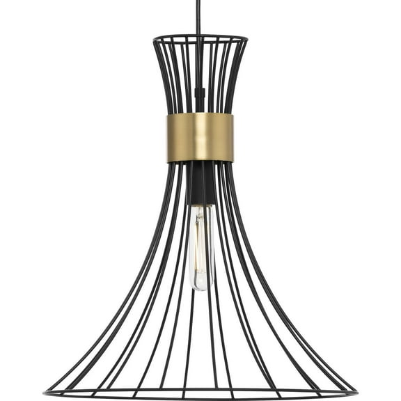 Lorin Collection One-Light Mid-Century Modern Matte Black Metal Pendant Light