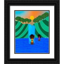 Lorintheory 12x14 Black Ornate Wood Framed with Double Matting Museum Art Print Titled - Swim Time