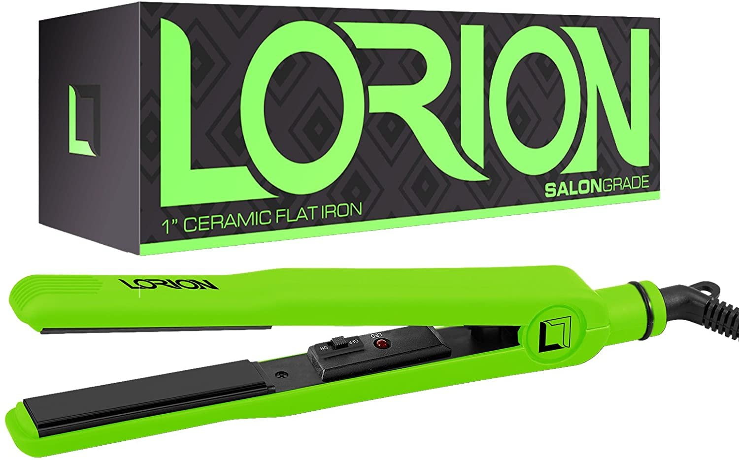 Lorion Pure Ceramic Ultra Smooth Plates 1" Ceramic Flat Iron Hair Straightener Green
