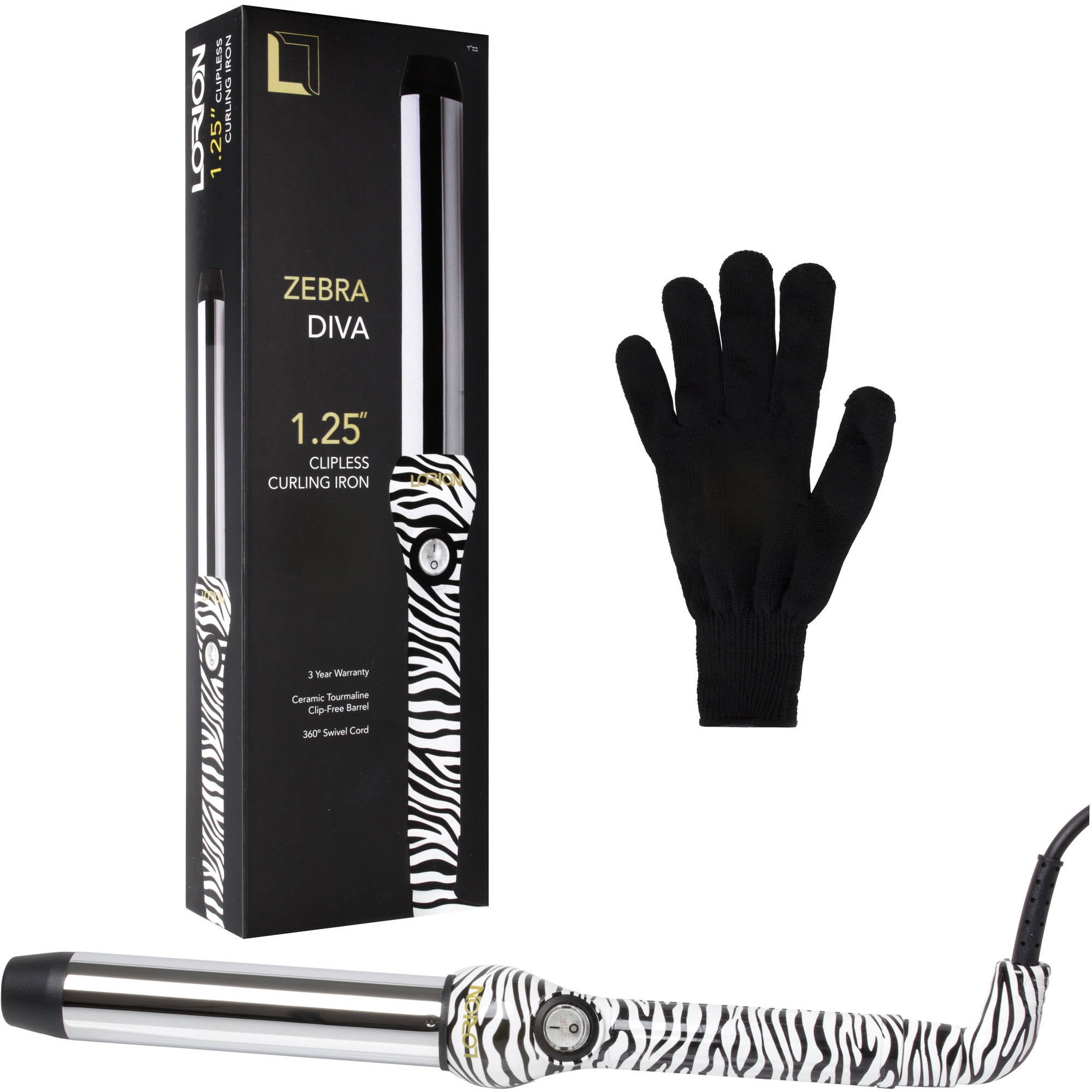 Lorion Beauty CP125C Z COLOR POP Ceramic Clipless Curler 1.25 Zebra Walmart