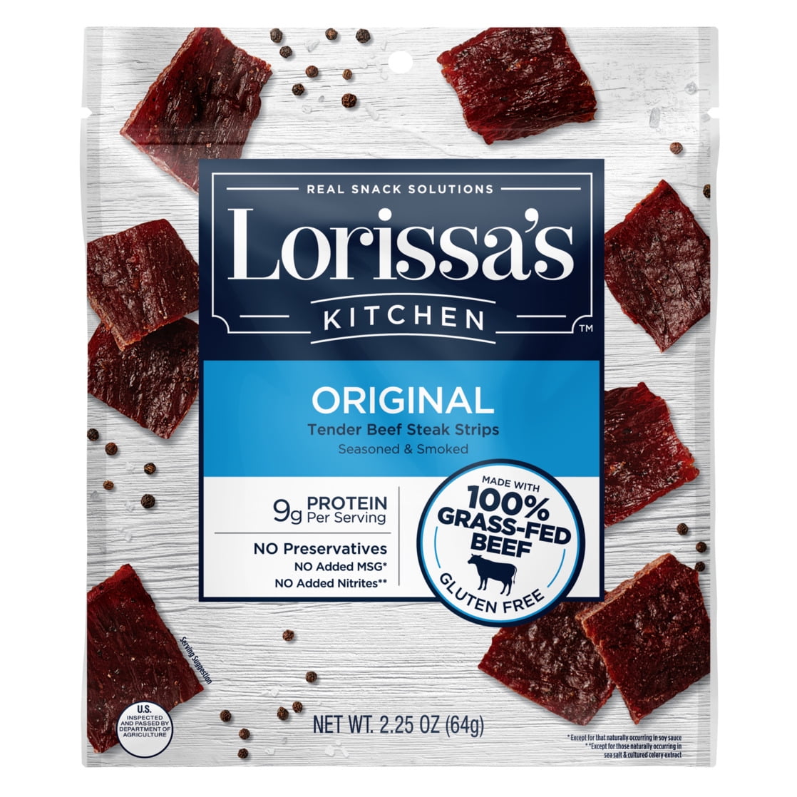 2.25OZ Lorissa's Kitchen Original Tender Beef Steak Strips 1/1 Count