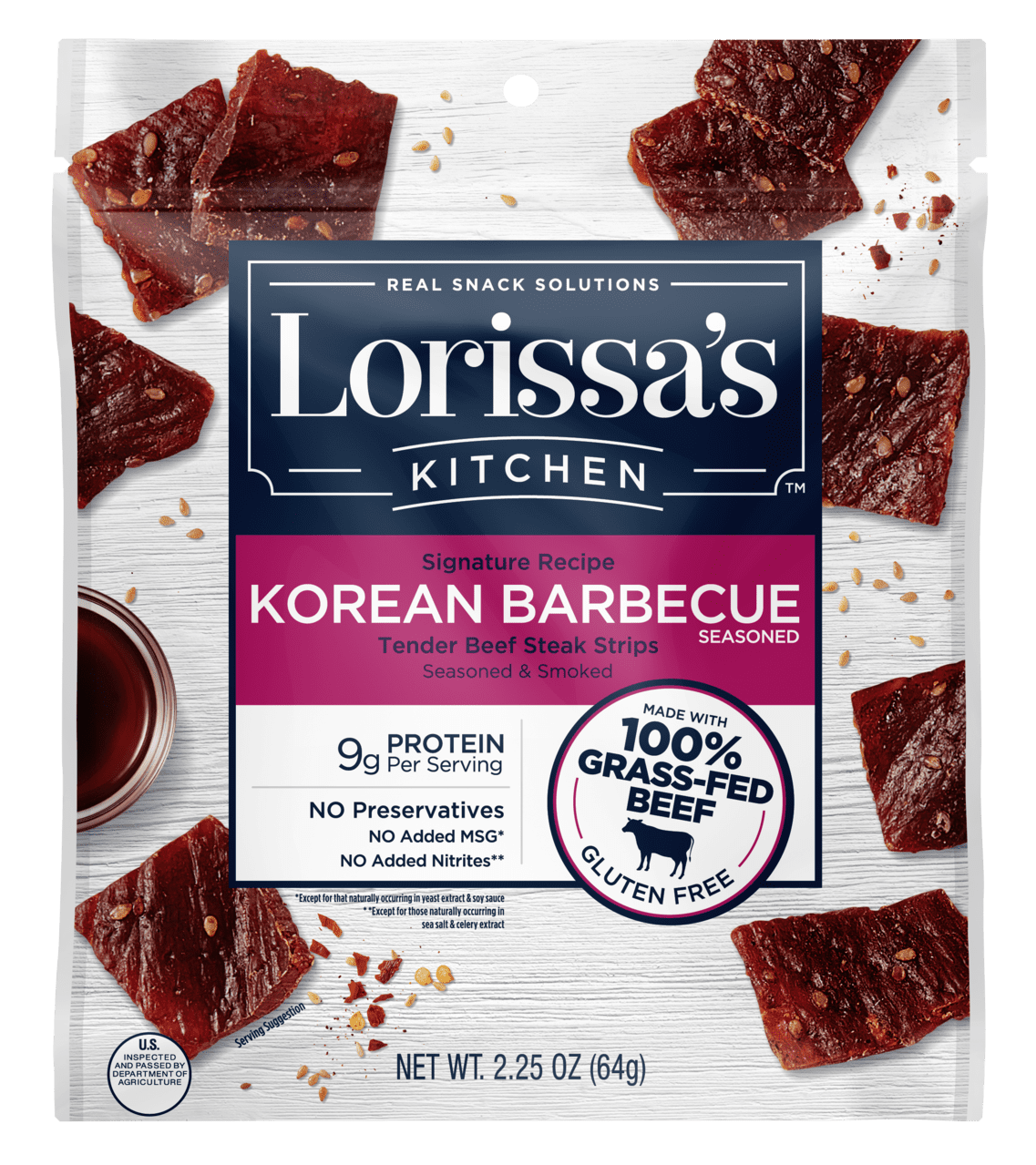 Lorissa's Kitchen, Steak Strips, Korean Barbecue, 2.25 oz