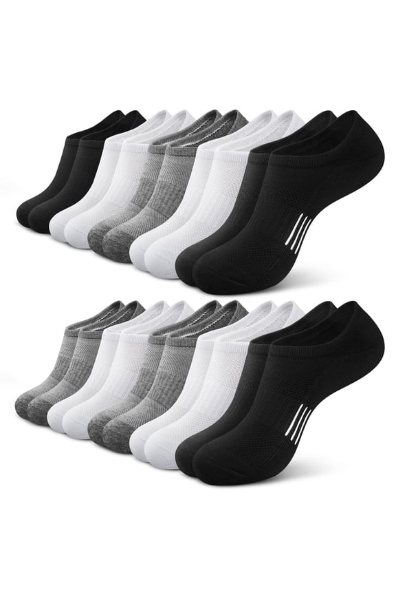 10 Pairs No Show Socks for Women, Invisible Low Cut Liner Cushioned Colored Socks, Size 8-10