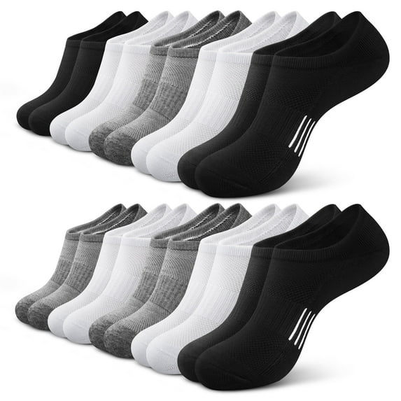 Loritta 10 Pairs No Show Socks for Women, Invisible Low Cut Liner Cushioned Colored Socks, Size 8-10