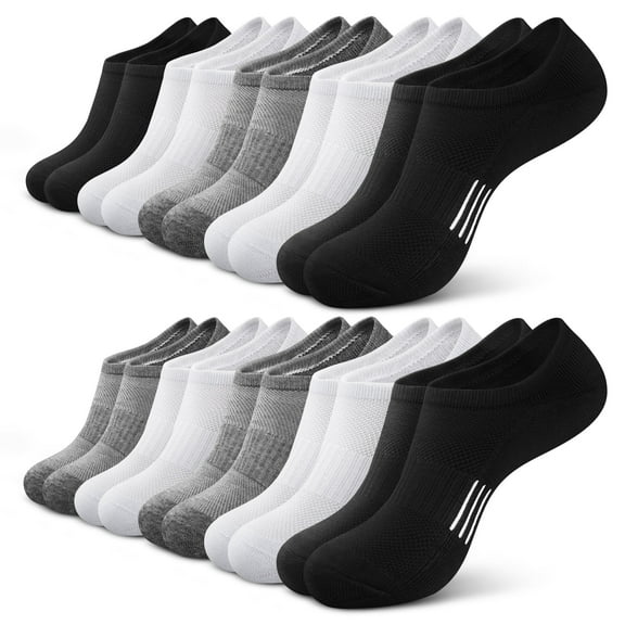 Loritta 10 Pairs No Show Socks for Women, Invisible Low Cut Liner Cushioned Colored Socks, Size 8-10
