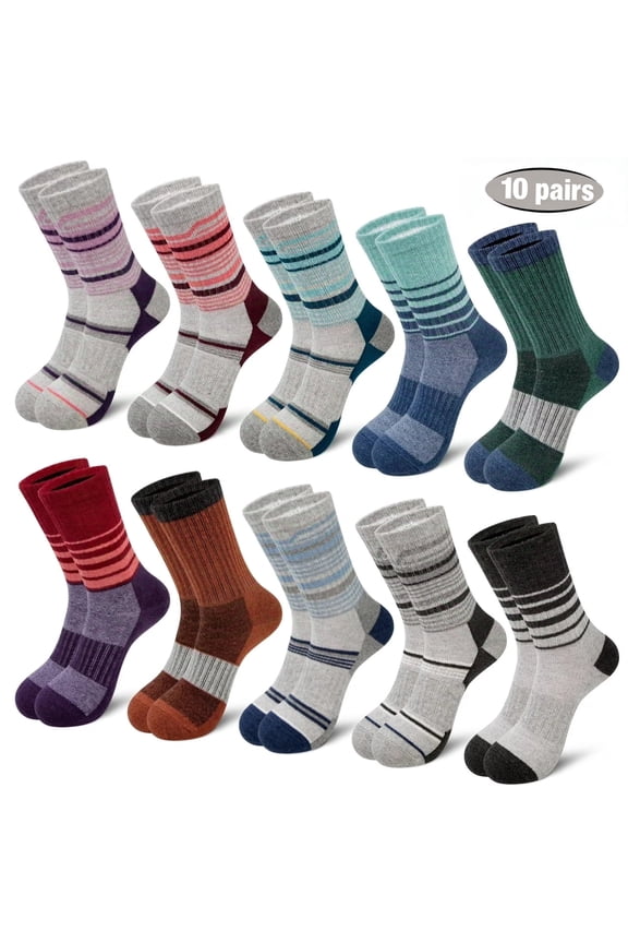 10 Pairs Warm Wool Socks for Women Thick Knit Thermal Boot Crew Winter Warm Socks Size 6-10