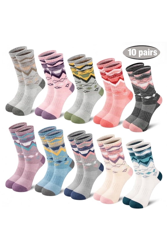 10 Pairs Warm Wool Socks for Women Thick Knit Thermal Boot Crew Winter Warm Socks Size 6-10