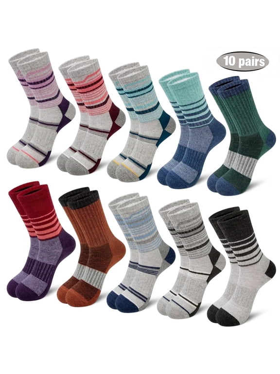 10 Pairs Warm Wool Socks for Women Thick Knit Thermal Boot Crew Winter Warm Socks Size 6-10