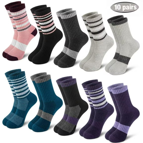 Loritta 10 Pairs Warm Wool Socks for Women Thick Knit Thermal Boot Crew Winter Warm Socks Size 6-10