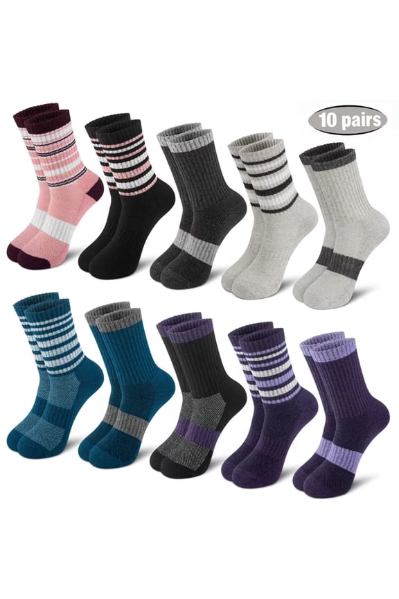 10 Pairs Warm Wool Socks for Women Thick Knit Thermal Boot Crew Winter Warm Socks Size 6-10