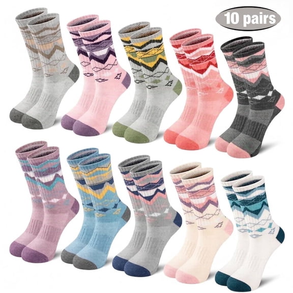 Loritta 10 Pairs Warm Wool Socks for Women Thick Knit Thermal Boot Crew Winter Warm Socks Size 6-10