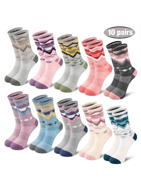 10 Pairs Warm Wool Socks for Women Thick Knit Thermal Boot Crew Winter Warm Socks Size 6-10