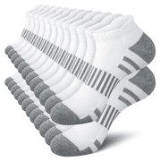 Loritta 12-Pack Ankle Socks for Men, Cushioned Moisture-Wicking Arch Support Athletic Mens Socks Size 10-13, White