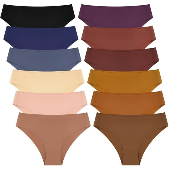 Loritta 12 Pack Seamless Underwear for Women No Show Bikini Panties Stretch Silky Invisible Hipster