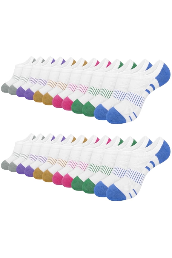 12 Pairs No Show Socks Womens Cushioned Invisible Low Cut Socks for Running Athletic, Size 6-8