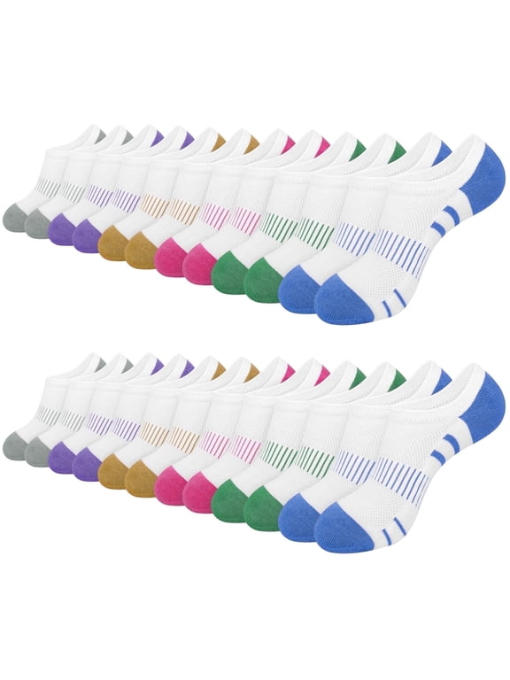12 Pairs No Show Socks Womens Cushioned Invisible Low Cut Socks for Running Athletic, Size 6-8