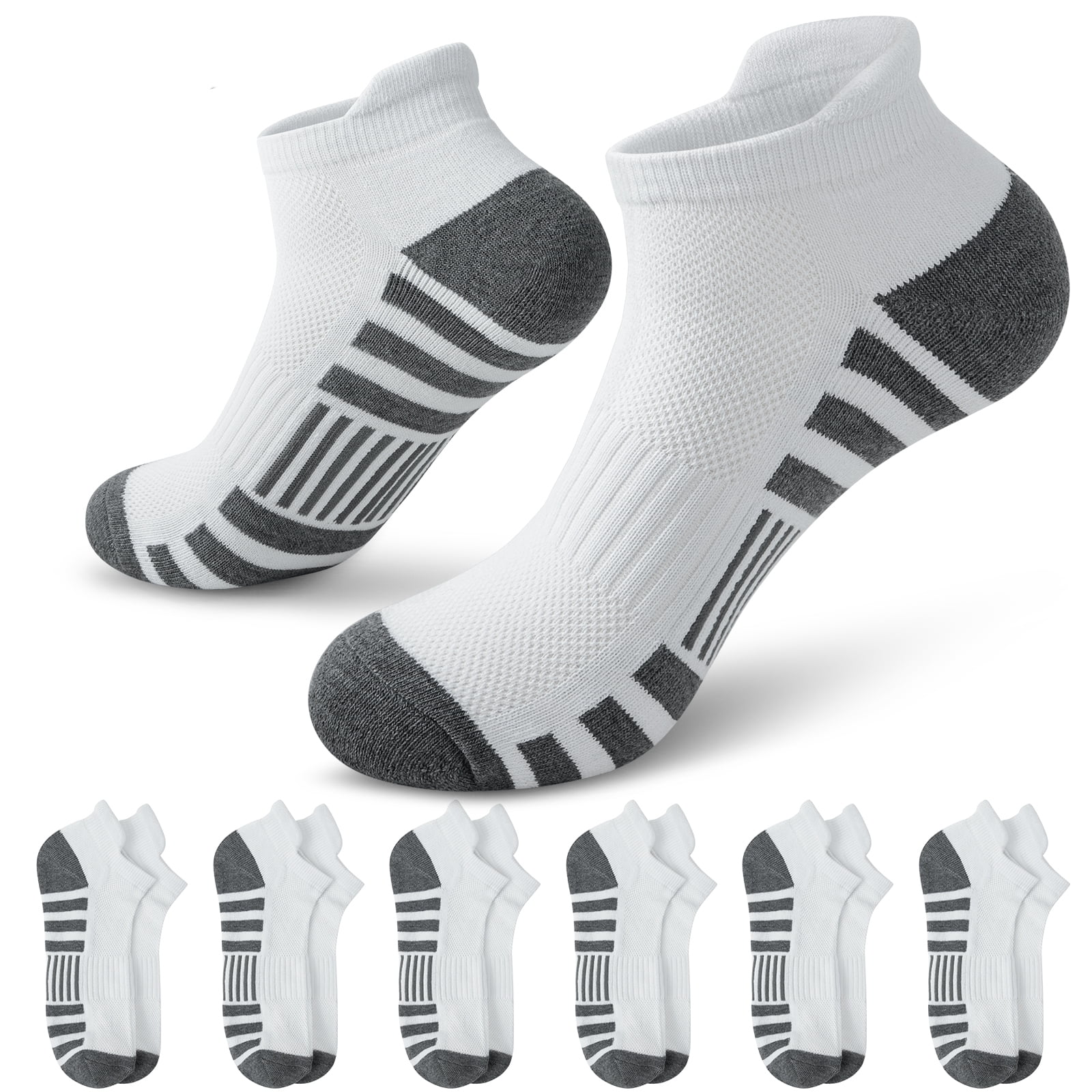 Loritta 12 Pairs Mens Ankle Athletic Low Cut Sports Socks Cushioned  Breathable Running Cotton Socks Size 10-13 