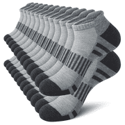 12-Pack Ankle Socks for Men, Cushioned Moisture-Wicking Arch Support Athletic Mens Socks Size 10-13, Gray