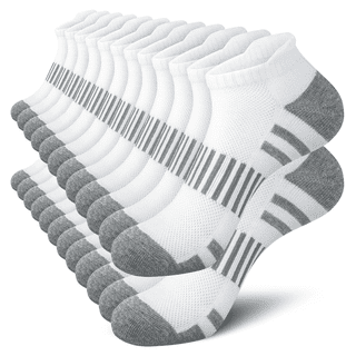 Loritta 12-Pack Ankle Socks for Men, Cushioned Moisture-Wicking Arch Support Athletic Mens Socks Size 10-13, White