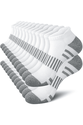 12-Pack Ankle Socks for Men, Cushioned Moisture-Wicking Arch Support Athletic Mens Socks Size 10-13, White