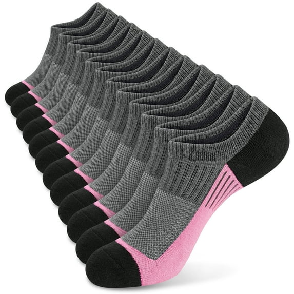 Loritta 12 Pairs No Show Socks Womens Low Cut Athletic Running Cushioned Invisible Non Slip Socks, Size 6-8
