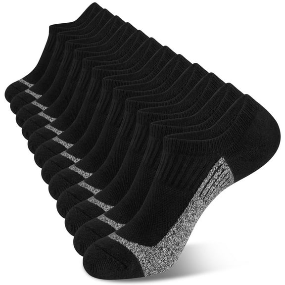 Loritta 12 Pairs No Show Socks Womens Low Cut Athletic Running Cushioned Invisible Non Slip Socks, Size 6-8