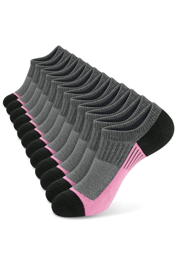12 Pairs No Show Socks Womens Low Cut Athletic Running Cushioned Invisible Non Slip Socks, Size 8-10
