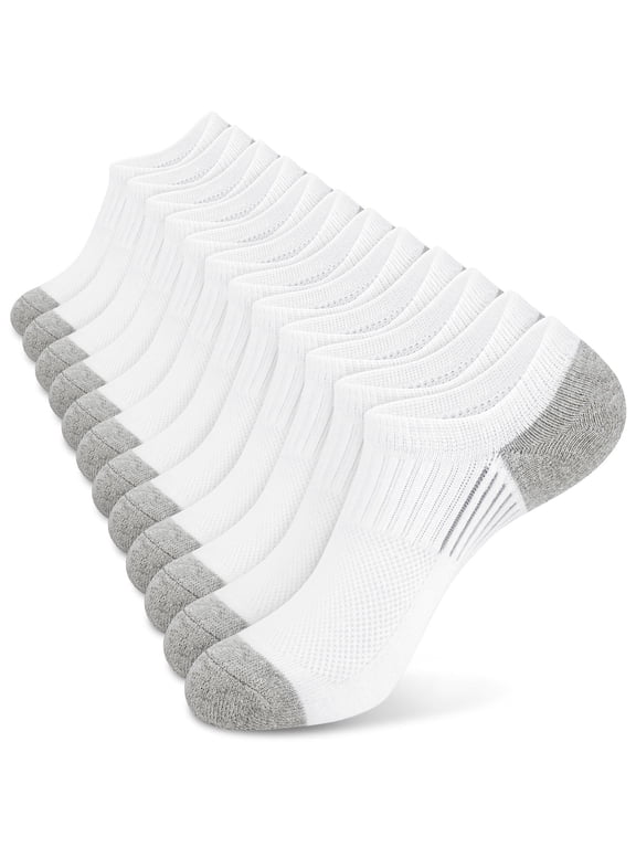 12 Pairs No Show Socks Womens Low Cut Athletic Running Cushioned Invisible Non Slip Socks, Size 8-10