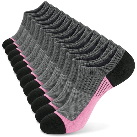 Loritta 12 Pairs No Show Socks Womens Low Cut Athletic Running Cushioned Invisible Non Slip Socks, Size 8-10
