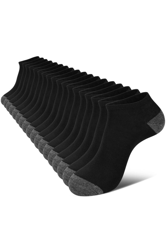 18 Pairs Mens Ankle Socks Size 6-12, Low Cut Men's Socks Value Pack Breathable Black