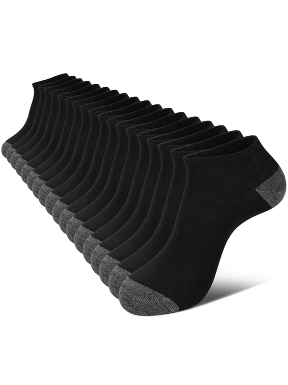 18 Pairs Mens Ankle Socks Size 6-12, Low Cut Men's Socks Value Pack Breathable Black
