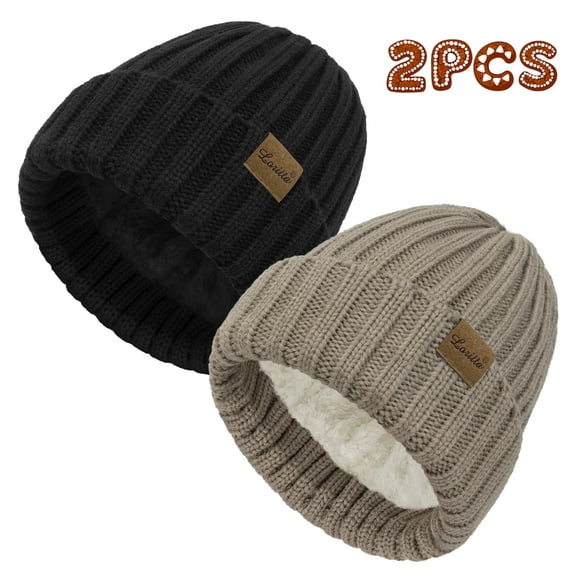 Loritta 2 Pack Womens Hats Thick Fleece Winter Beanie Hats for Women
