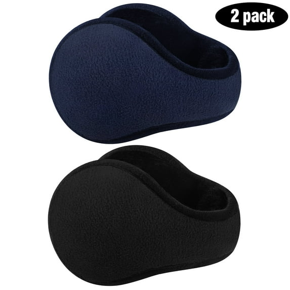Loritta 2 Pacs Winter Earmuffs for Women, Warmer Fleece Classic Accessory Gift Outdoor Black and Navy