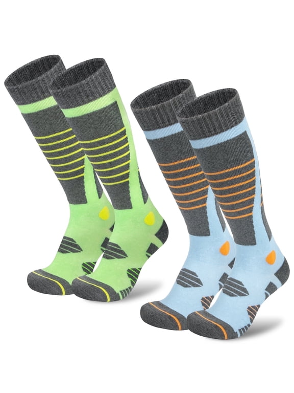 Merino Wool Ski Socks for Women, Knee High Winter Thermal Thick Socks 2-Pack, Size 10-13