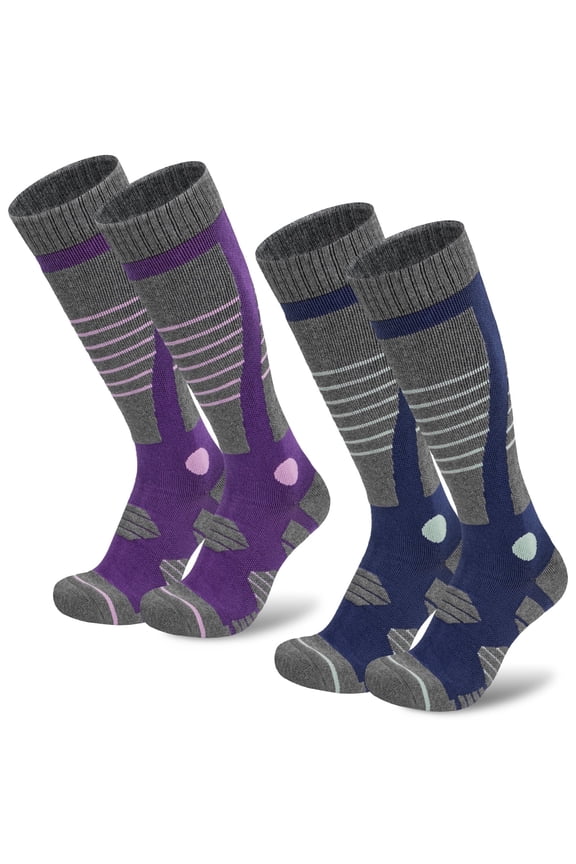 Women Merino Wool Ski Socks for Women 2 Pairs,Size 10-13