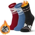 thumbnail image 1 of Loritta 3 Pairs Thermal Socks for Women, Winter Thick Warm Heated Boot Crew Socks Size 5-11, 1 of 6