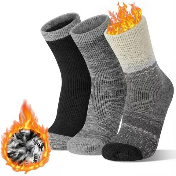 Loritta 3 Pairs Thermal Socks for Women, Winter Thick Warm Heated Boot Crew Socks Size 5-11
