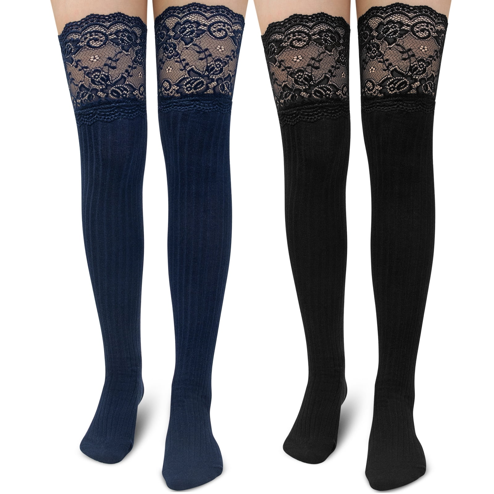 Women's Stretch Lace Thigh High Socks Suspender Garter Belt Pantyhose