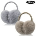 thumbnail image 1 of Loritta 2 Pcs Winter Earmuffs for Women Fluffy Cute Ear Muffs for Winter Gray and Brown, 1 of 6